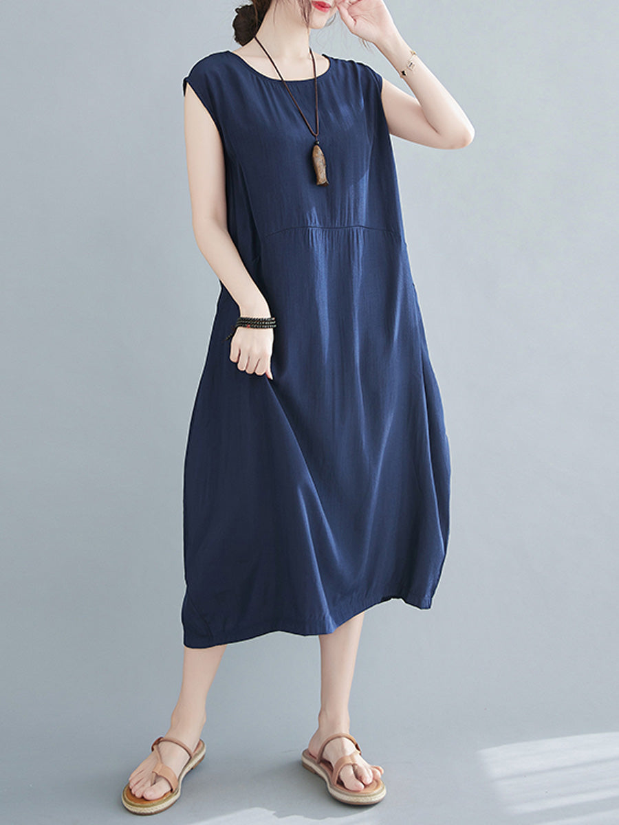 Temperament Sleeveless Solid Color Dress