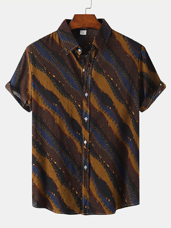 Men's Wave pattern Print short sleeve shirt