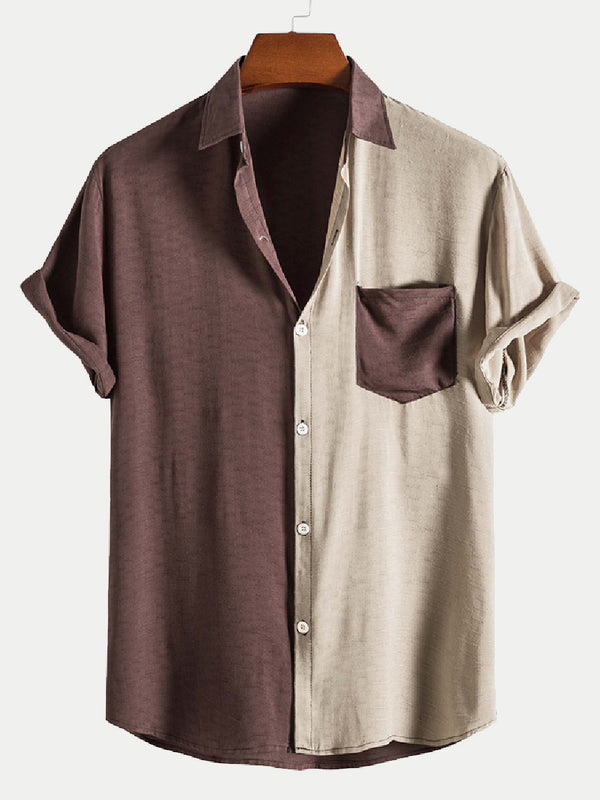 Men's Colored casual short sleeve shirt