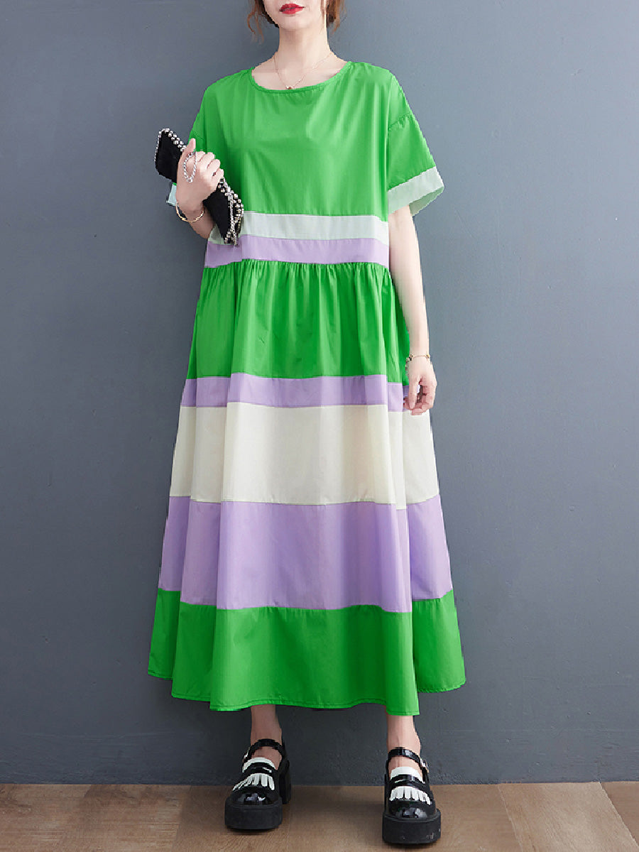 Casual multi color patchwork Loose Dress