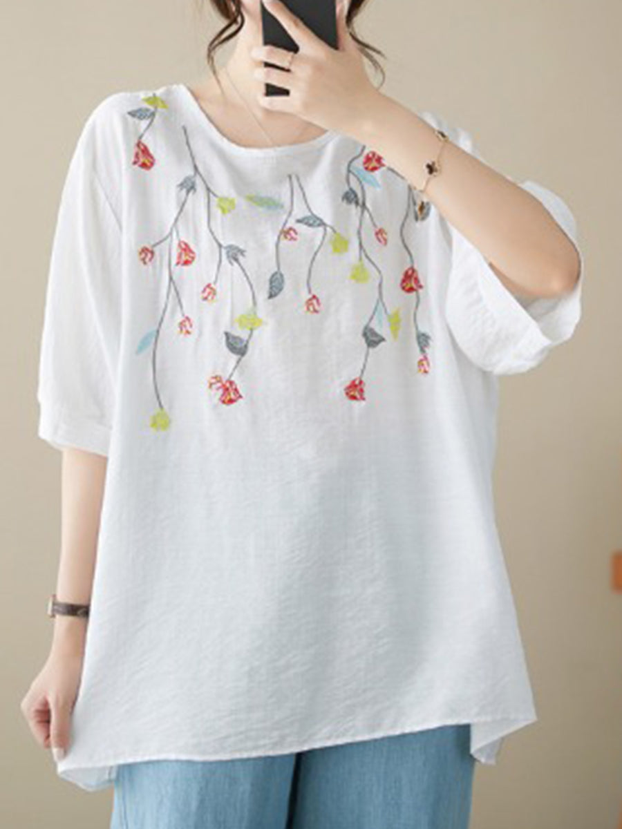 Embroidered round neck shirt