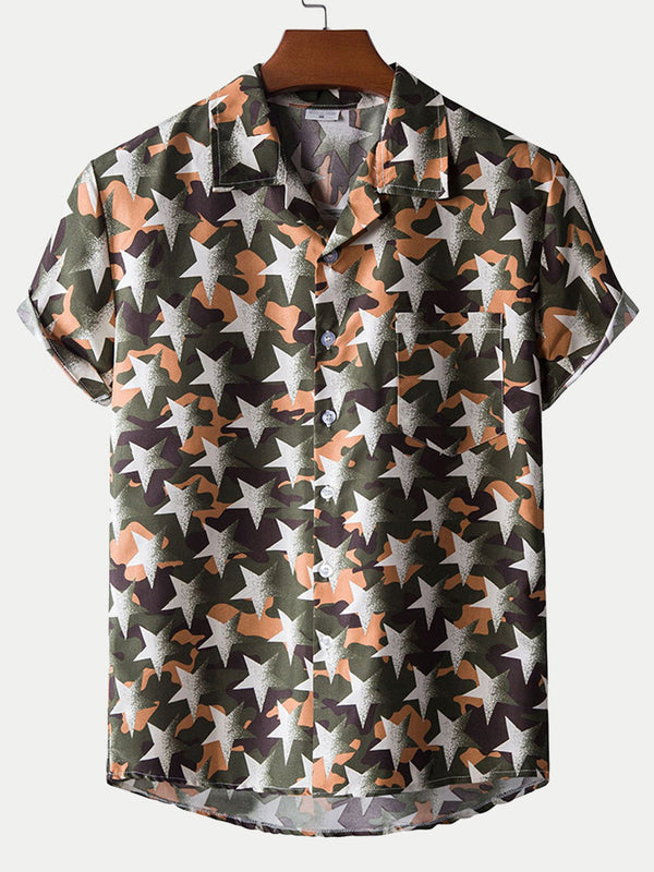 Men's star print short sleeve shirt