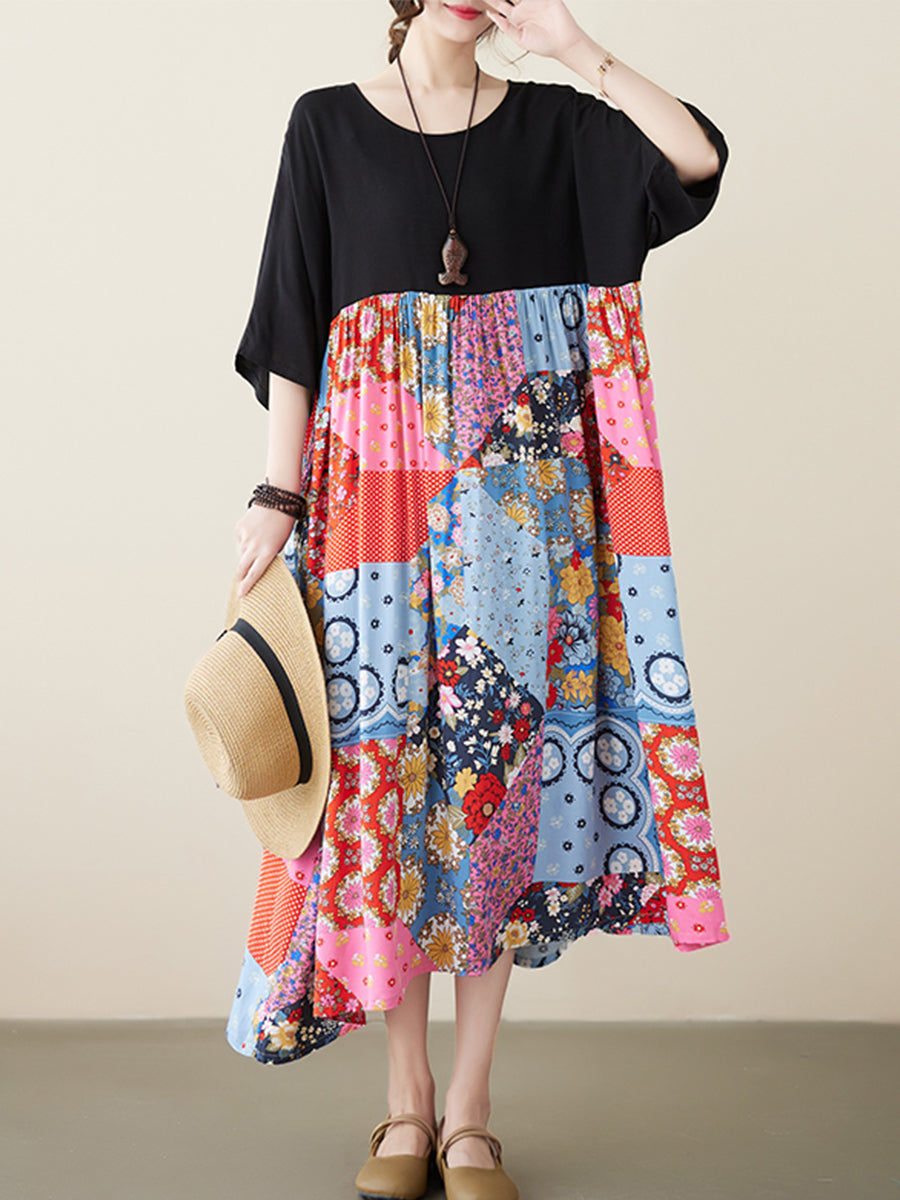 Multi color patchwork dress