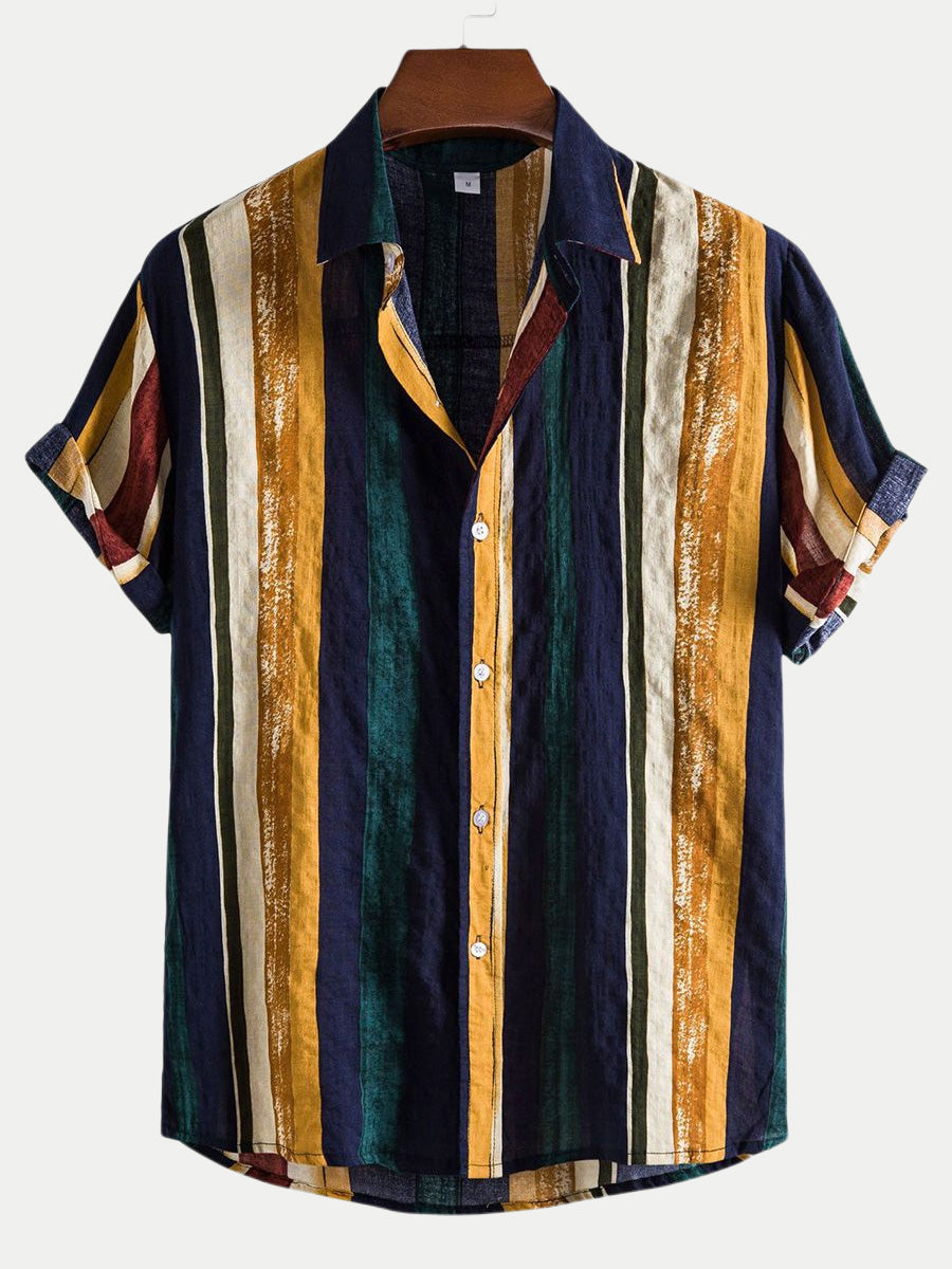 Chemise à manches courtes à imprimé vertical pour homme