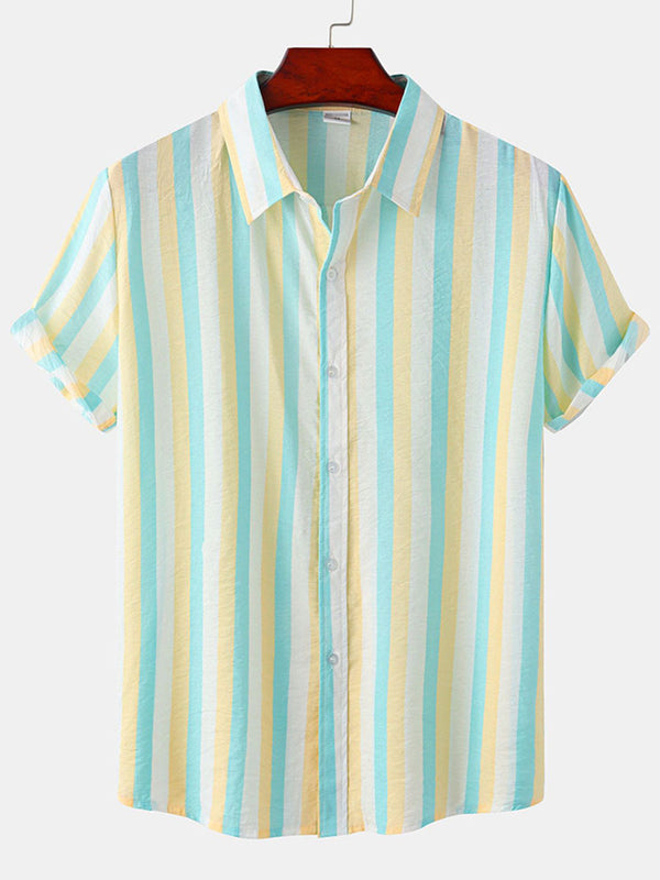 Chemise à manches courtes à imprimé vertical pour homme