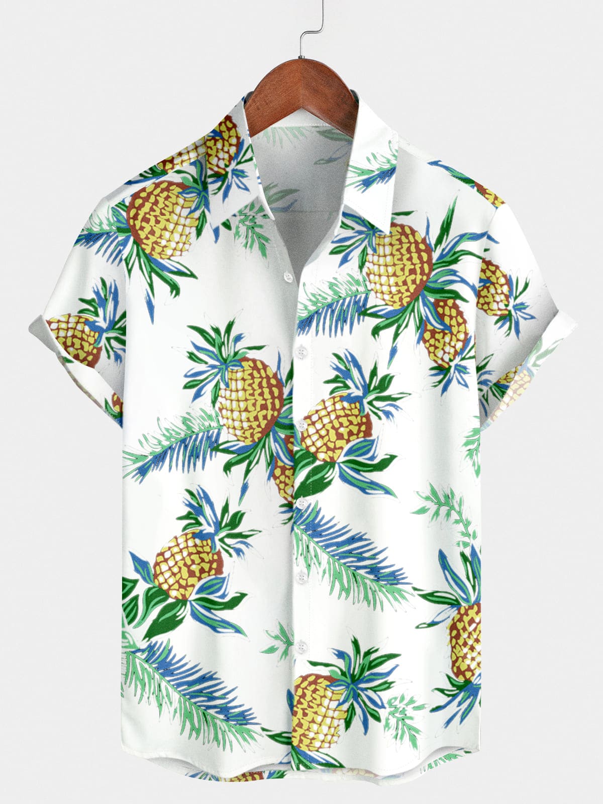 Camicia da uomo a maniche corte con stampa ananas