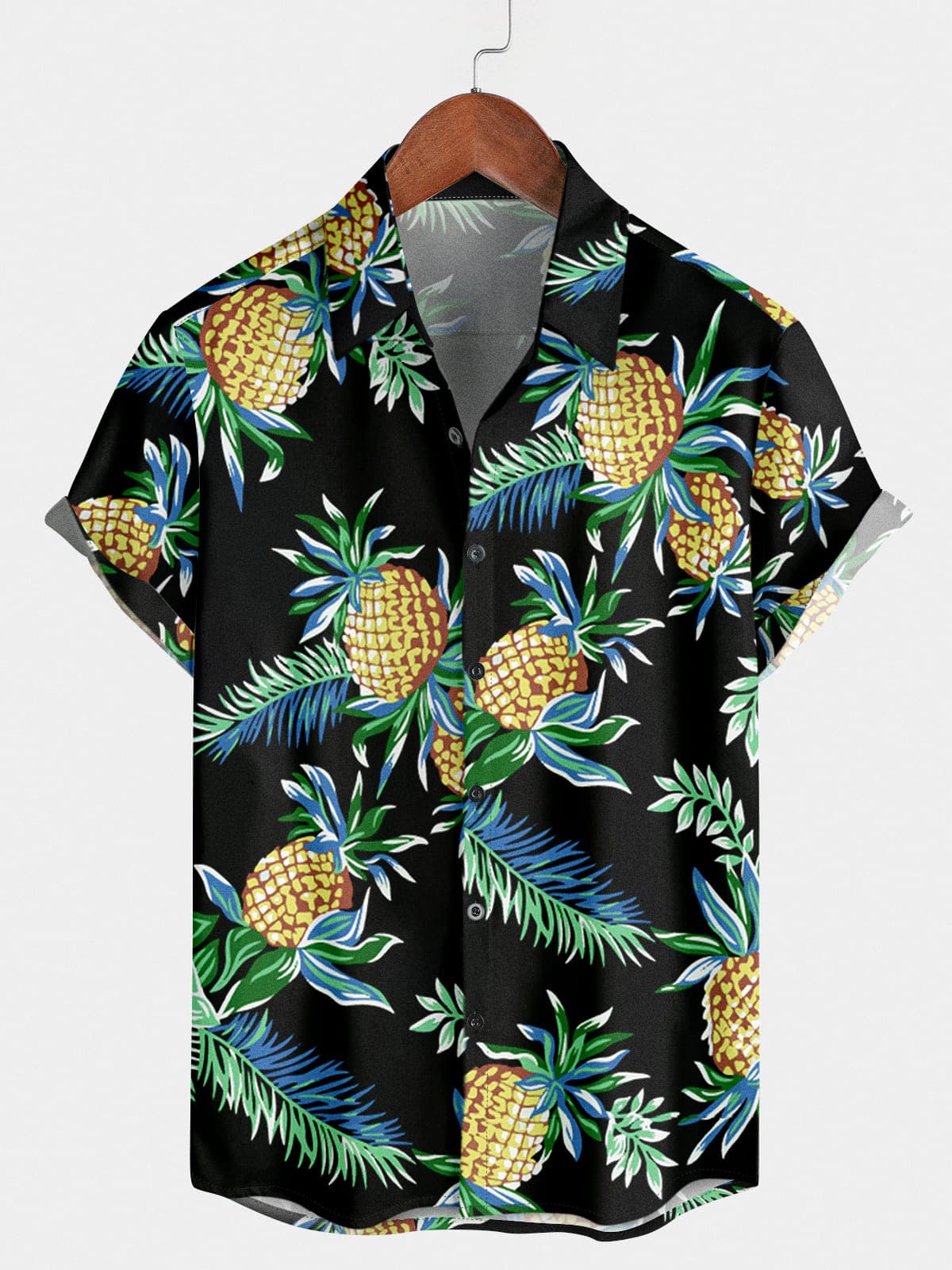 Camicia da uomo a maniche corte con stampa ananas