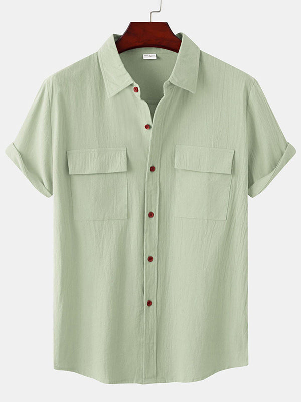 Men's casual cotton short sleeve shirt