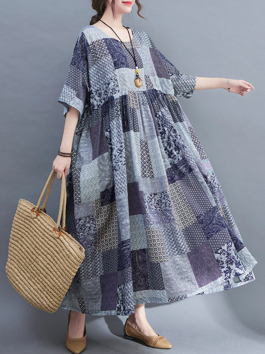 Block Panel Printed Dress