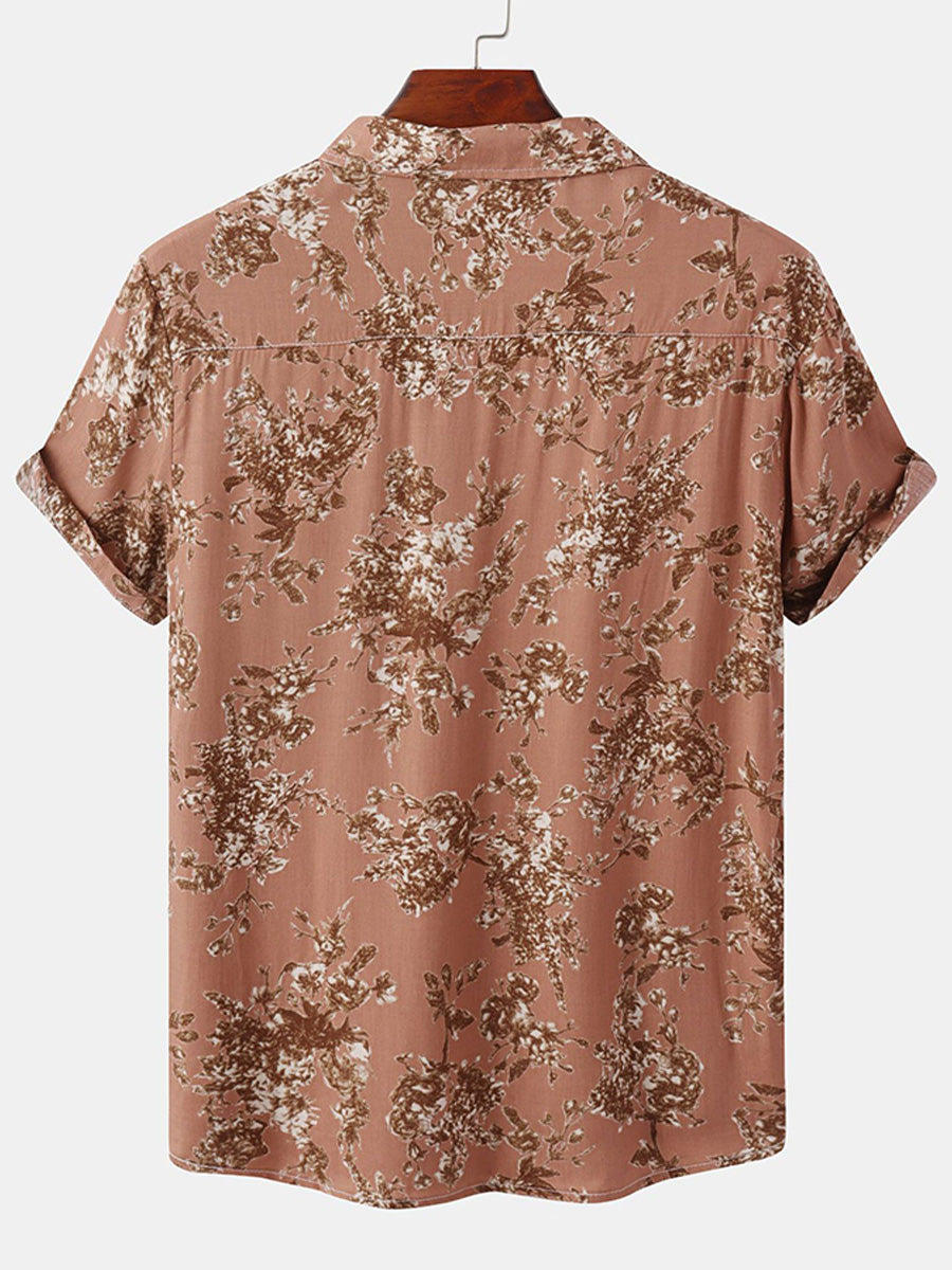 Chemise à manches courtes à imprimé floral pour hommes