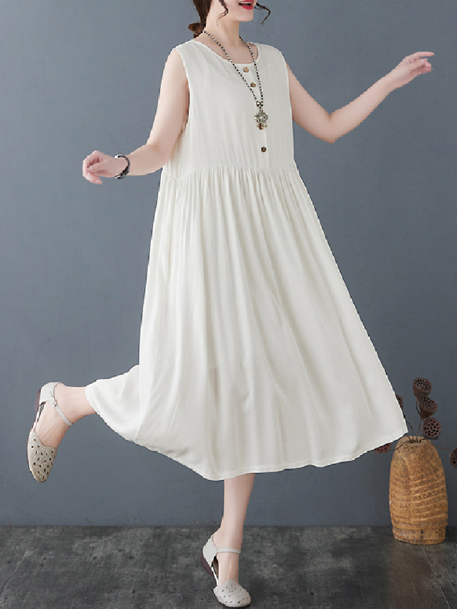 Solid Casual Cotton Dress