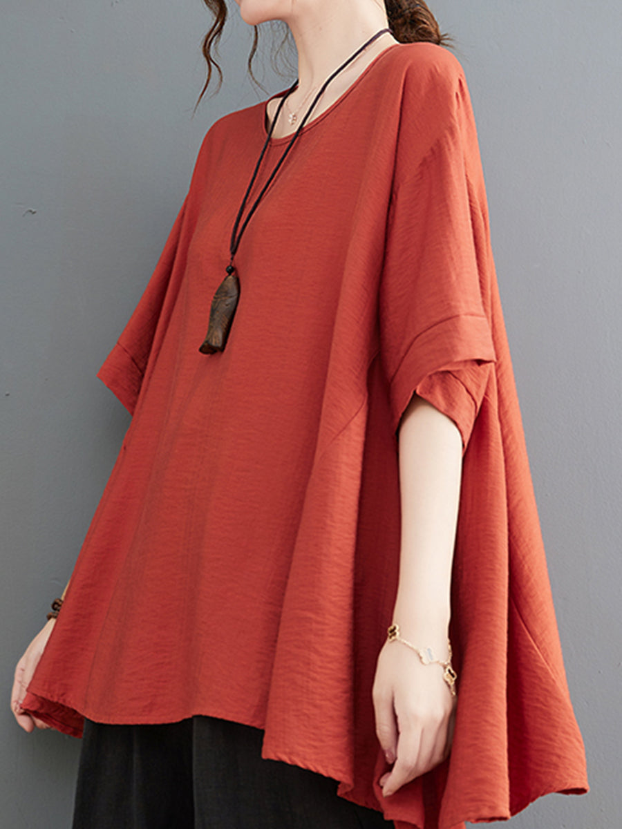 Round neck solid color oversized top