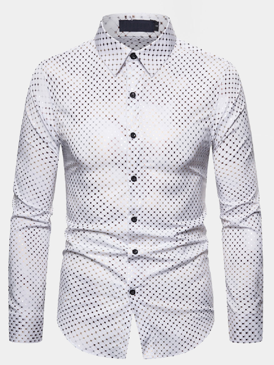 Men's Chequered gilding long sleeve shirt