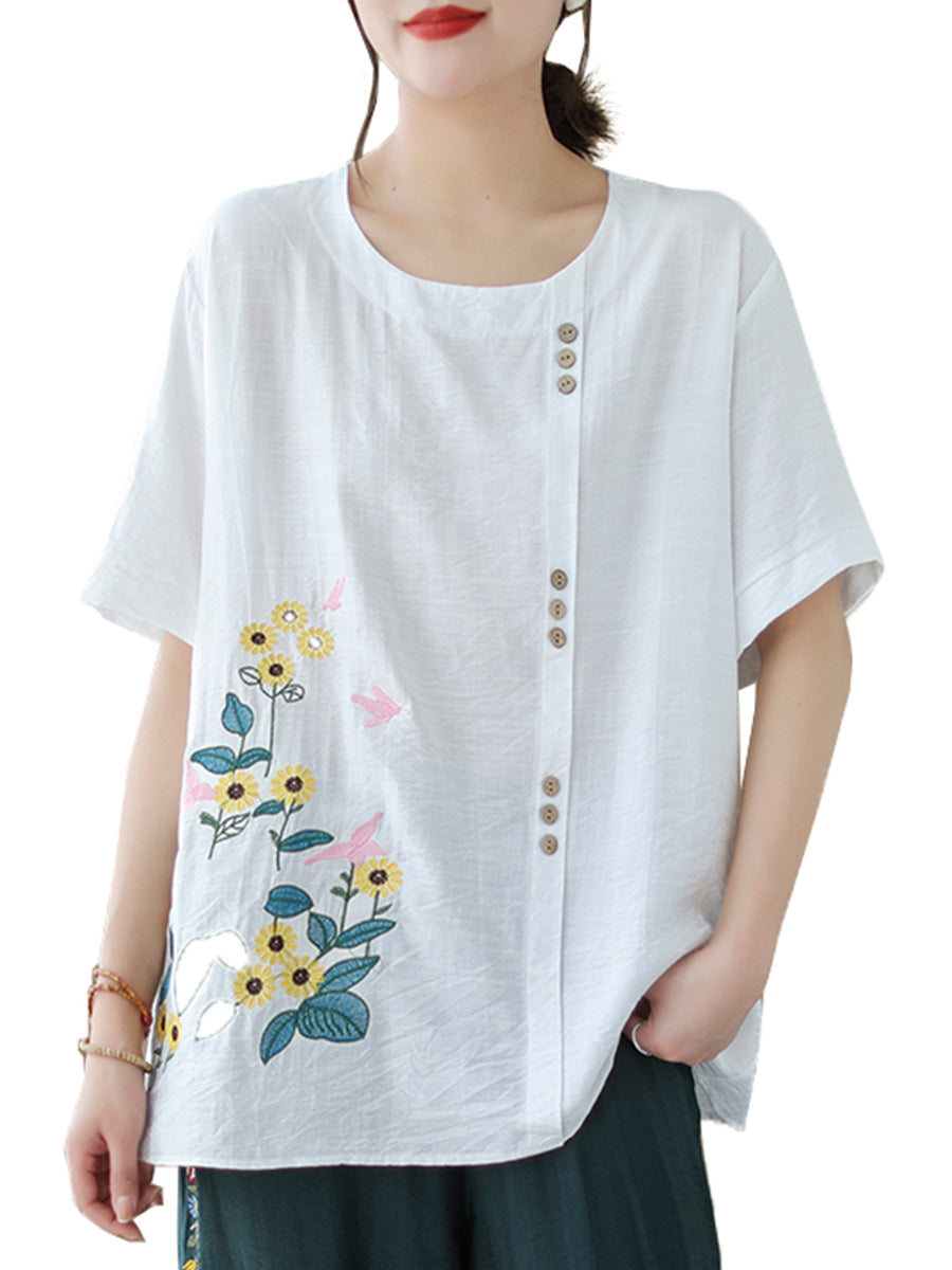 Embroidered Asymmetric Shirt