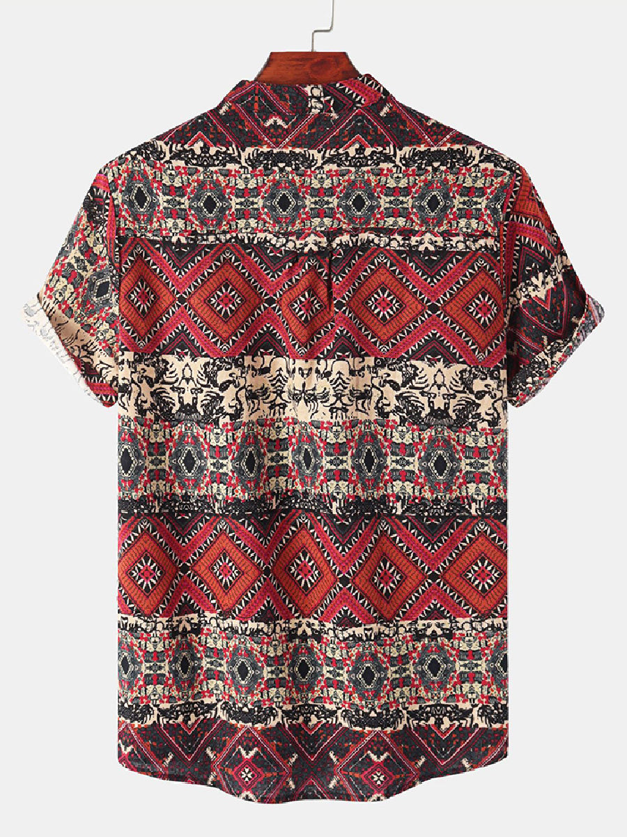 Men's Diamond printed short sleeve shirt