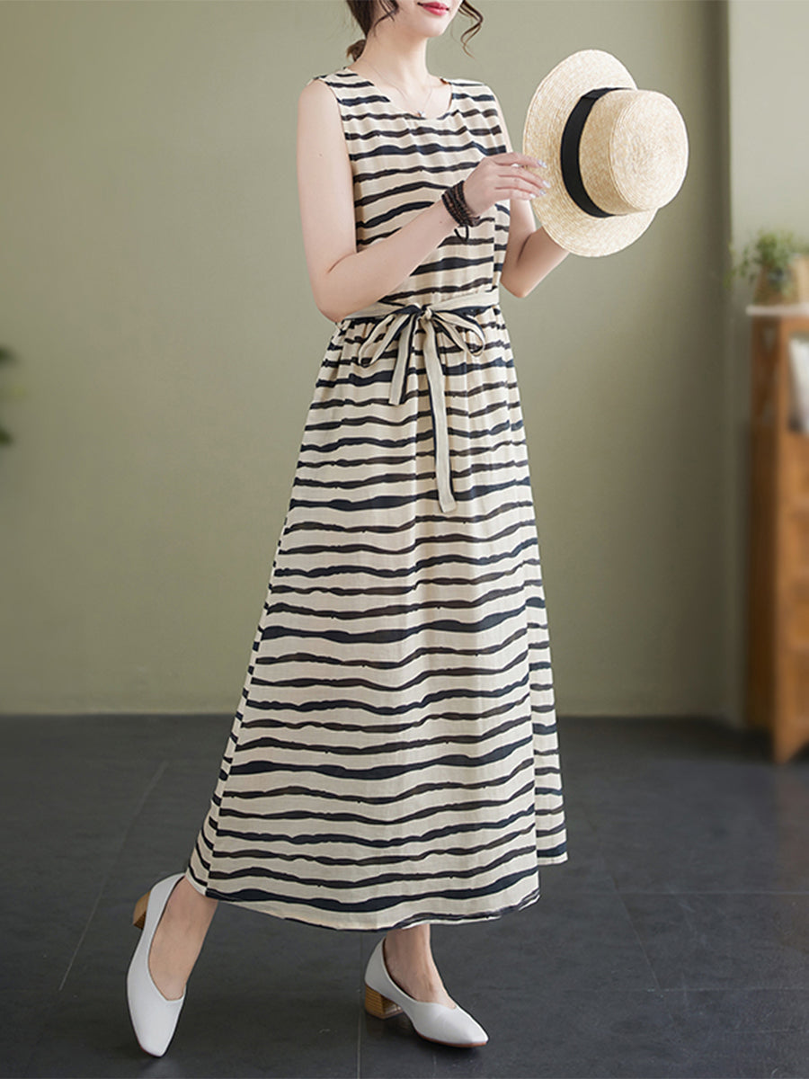 Horizontal striped waist up dress