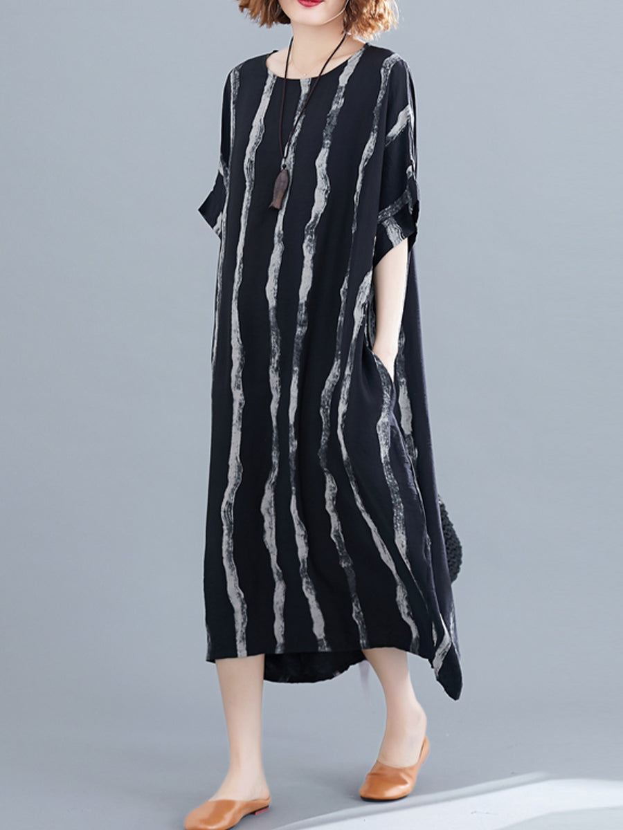 Vertical pattern casual dress