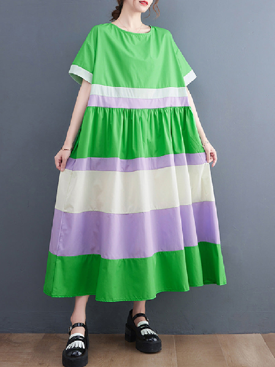 Casual multi color patchwork Loose Dress