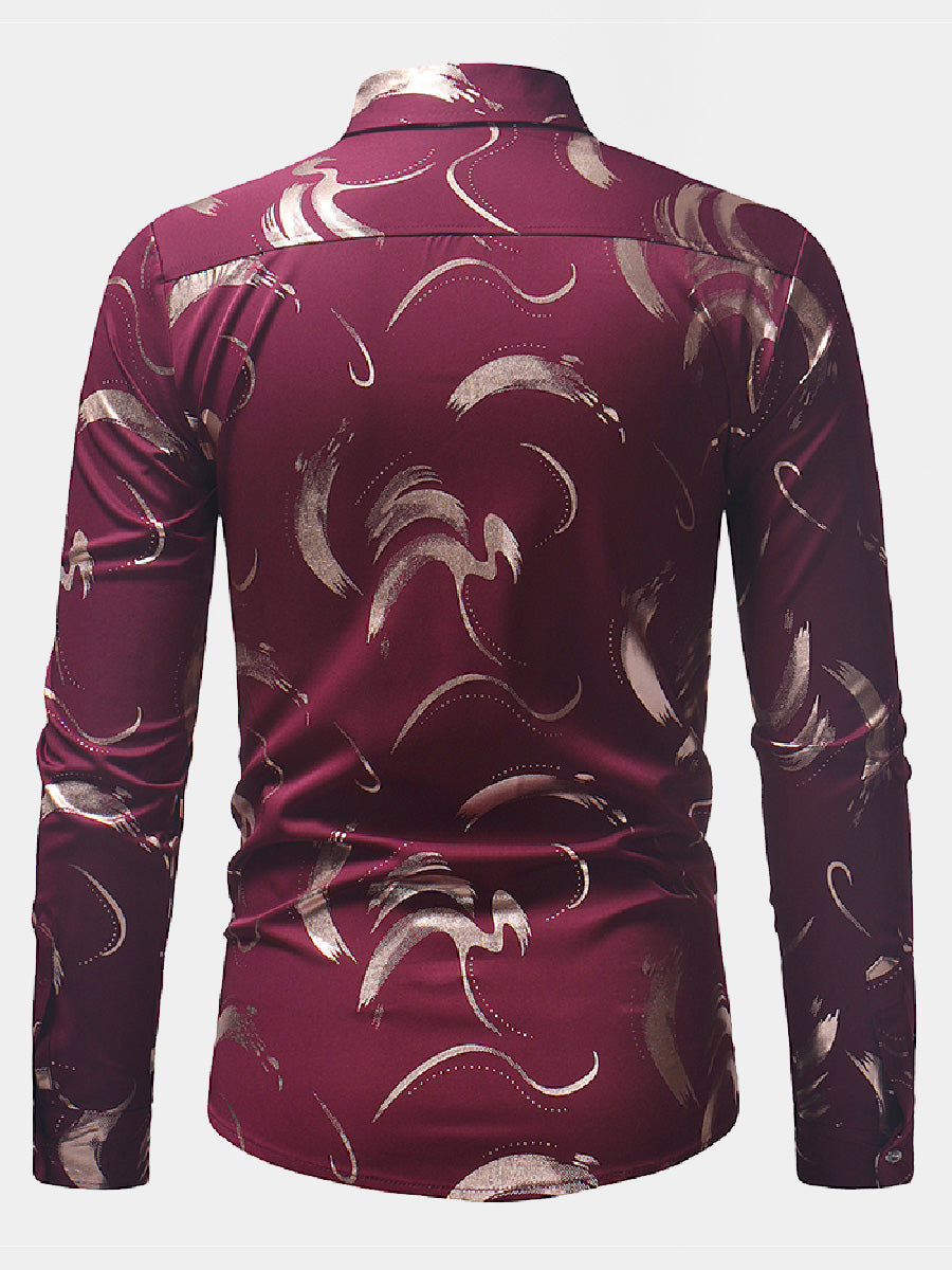 Men's Casual print long sleeve shirt