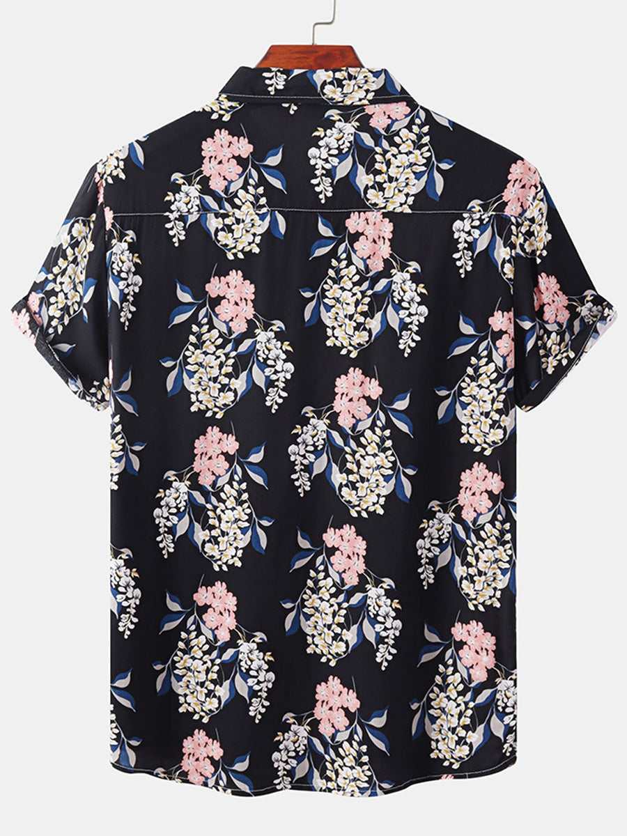 Chemise à manches courtes à imprimé floral pour hommes