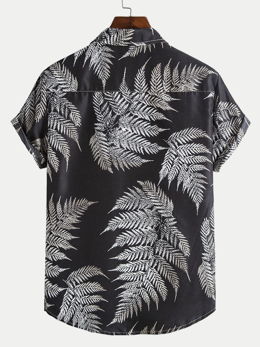 Camicia da uomo a maniche corte con stampa hawaiana