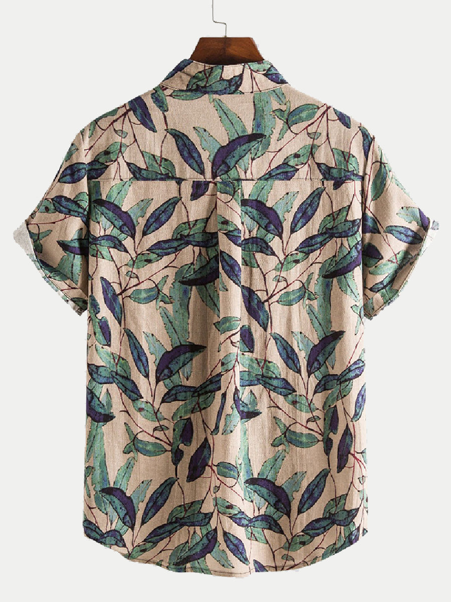 Men's Leaf Print short sleeve shirt