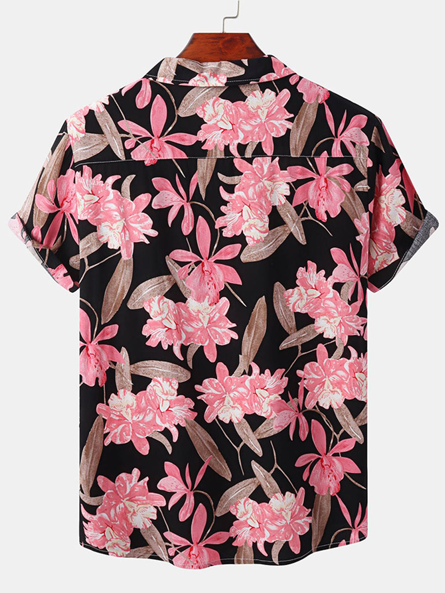 Chemise à manches courtes à fleurs pour hommes