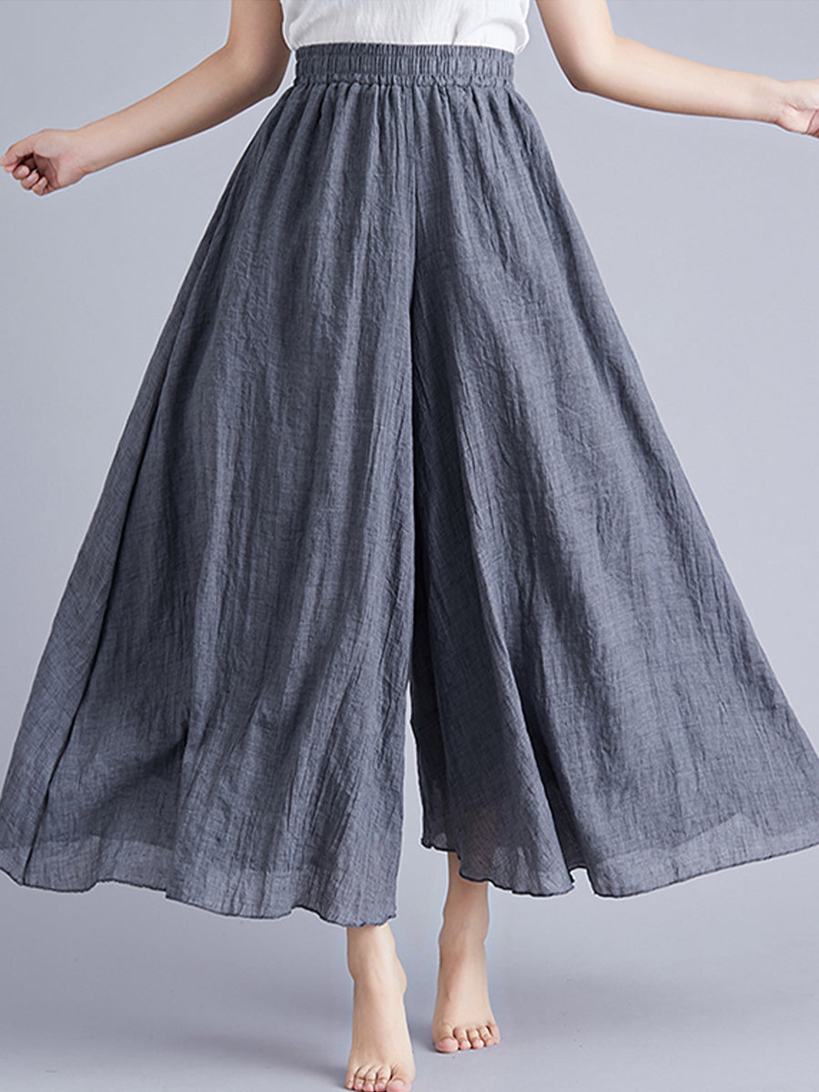 Solid irregular wide leg skirt pants