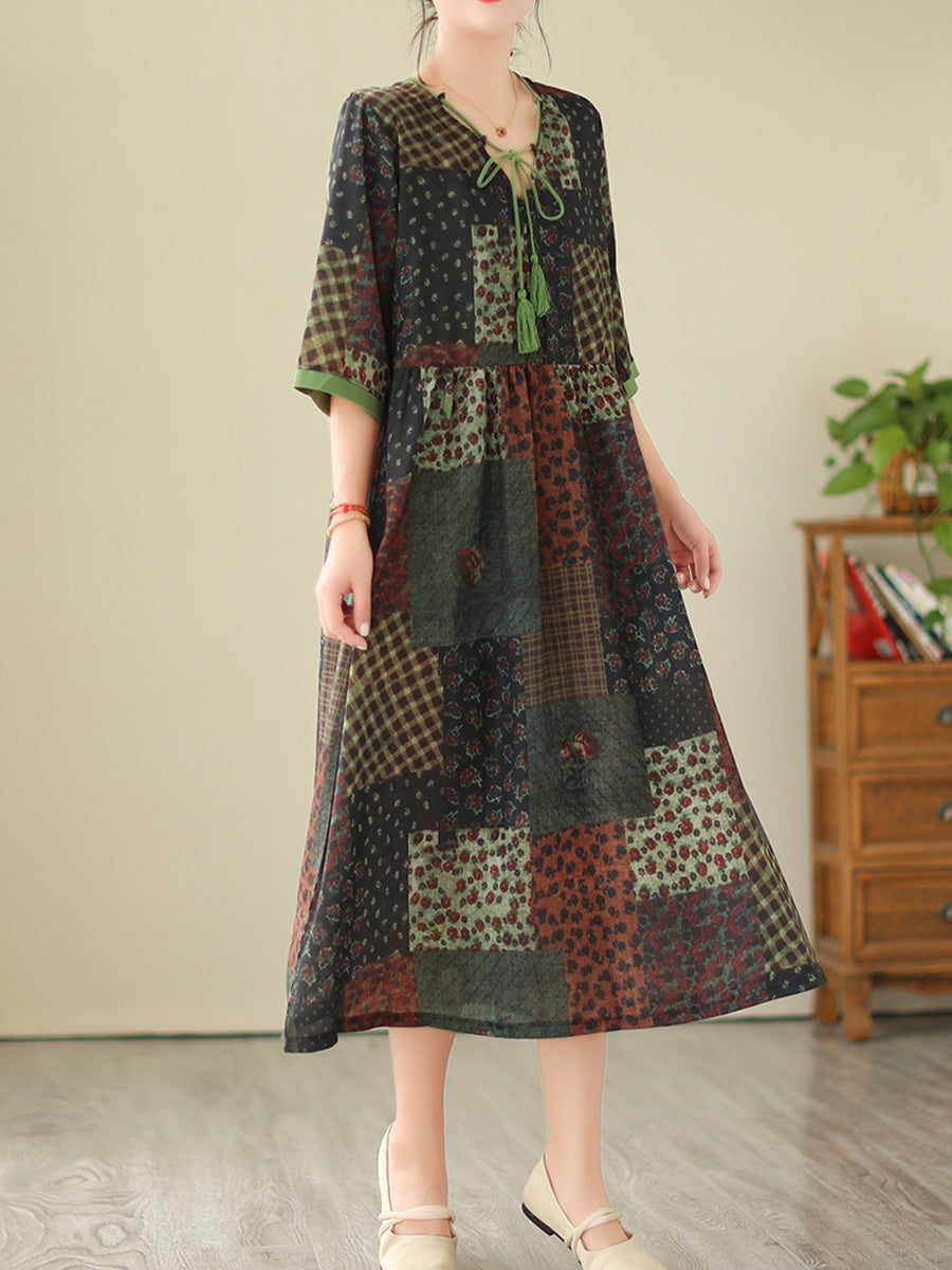 Retro Print Casual Dress