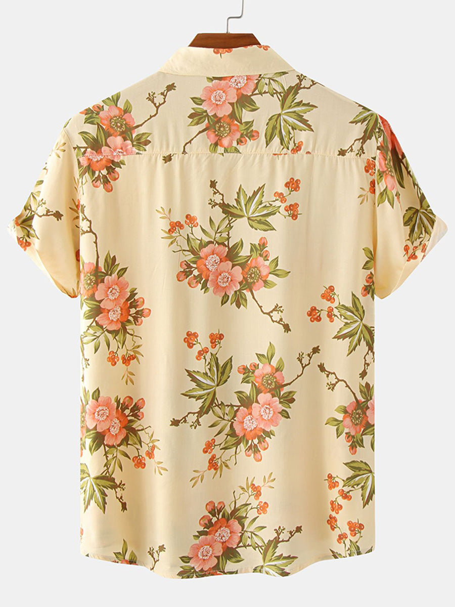 Chemise à manches courtes à imprimé floral pour hommes