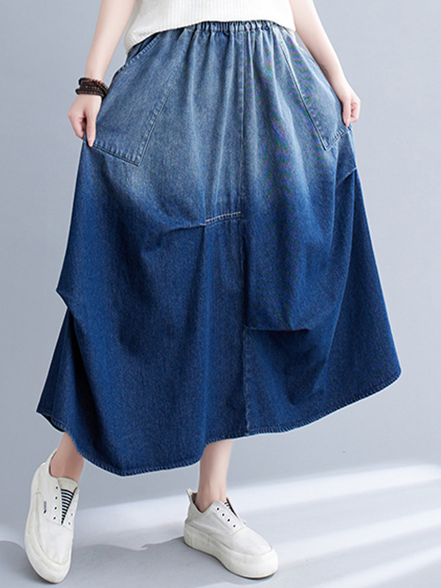 Oversized gradient jeans skirt