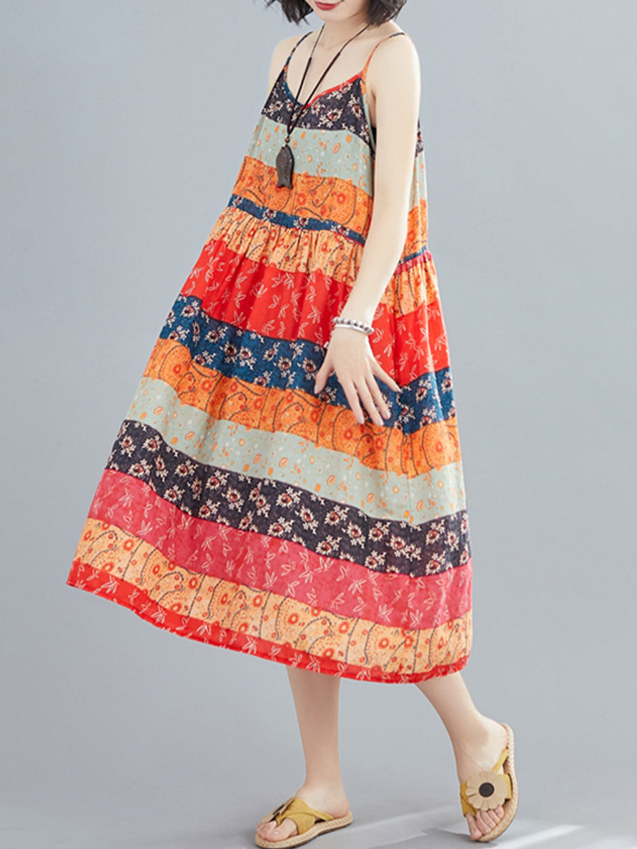 Colorful printed strap dress