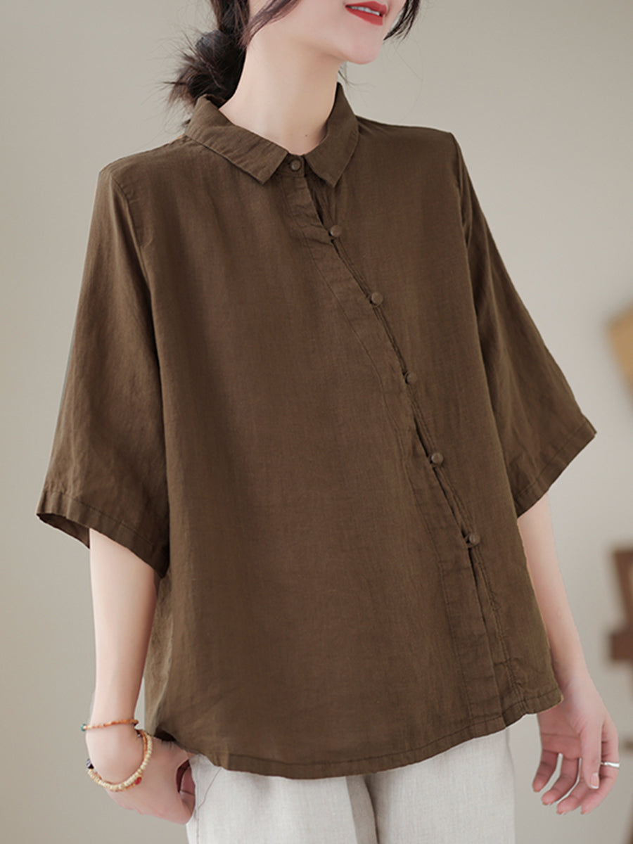 Diagonal button large shirt