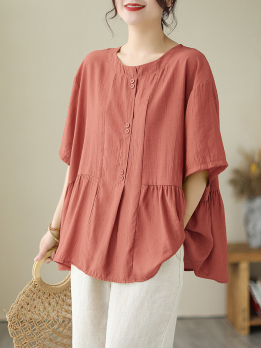 Round neck double button shirt