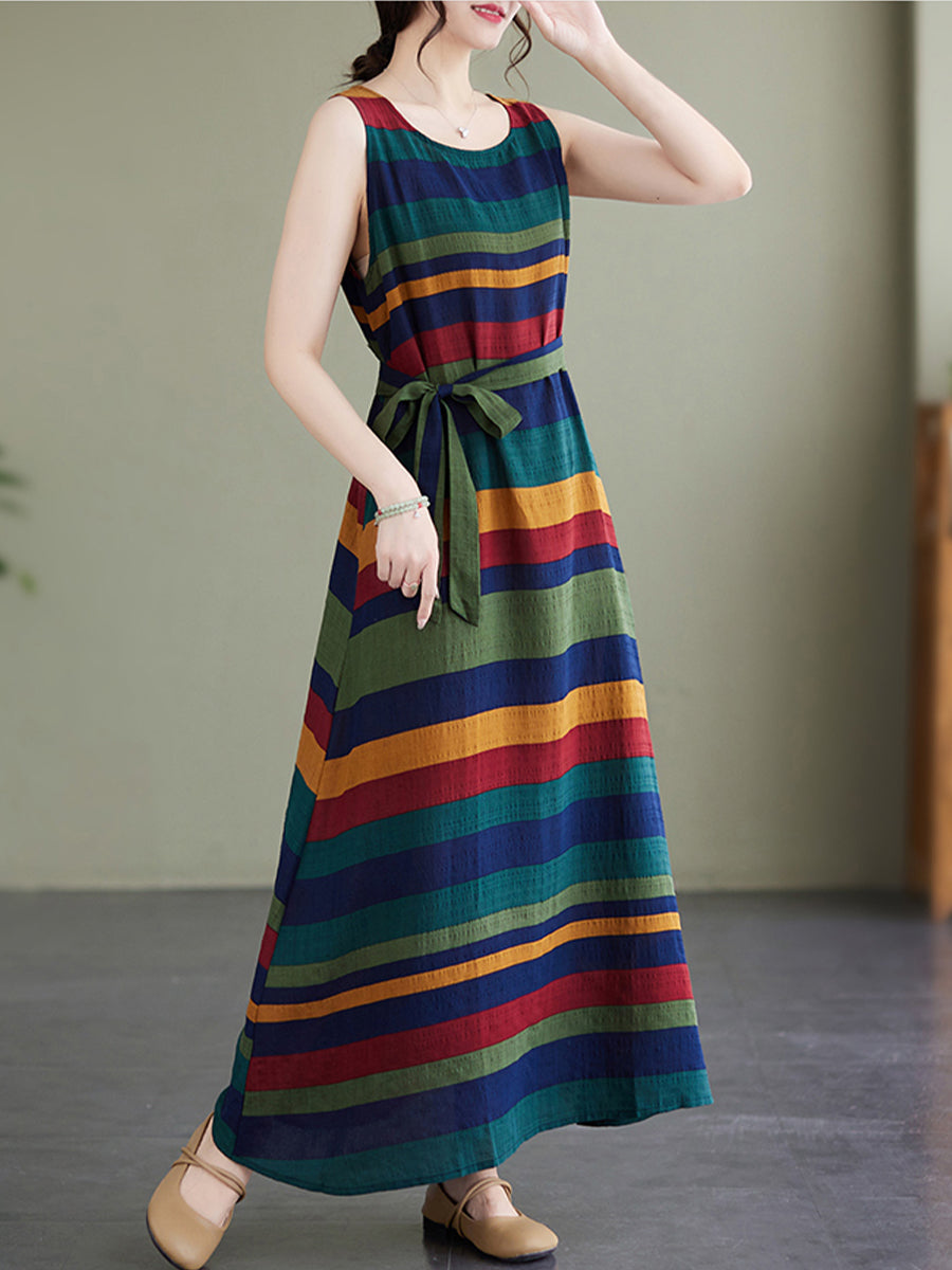 Colorful striped vest dress