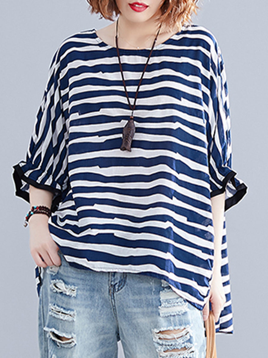 Horizontal striped oversized top