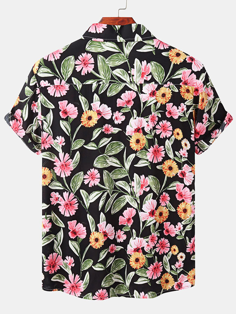 Chemise à manches courtes à imprimé floral pour hommes