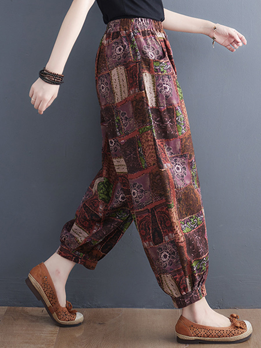 Retro printed lantern casual pant