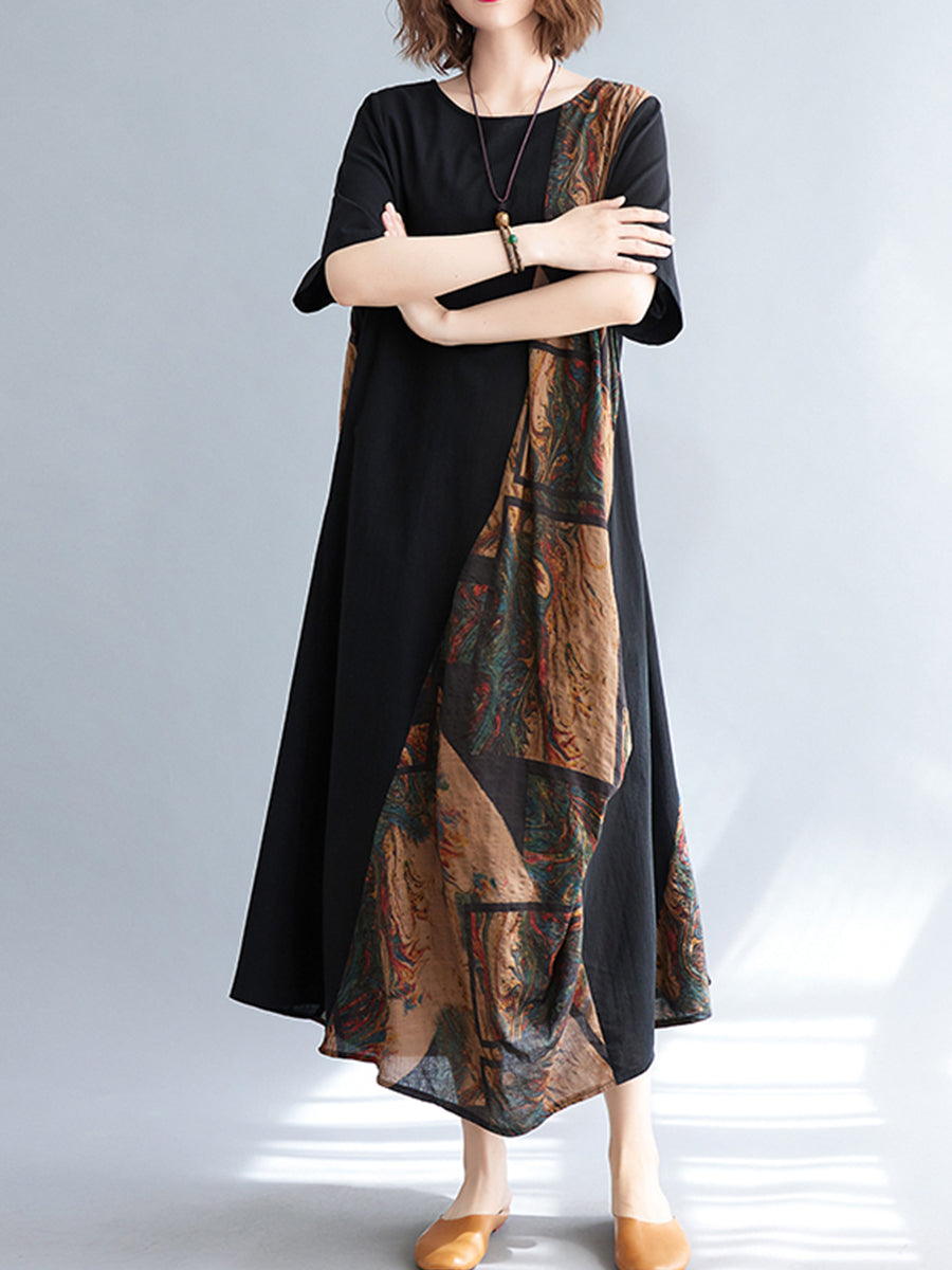 Asymmetric Art Print Dress