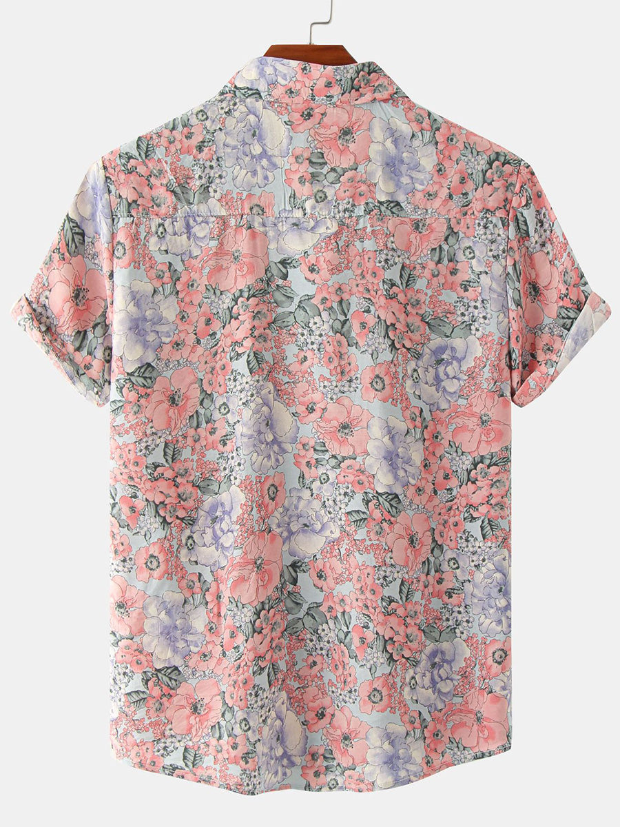 Chemise à manches courtes à imprimé floral pour hommes