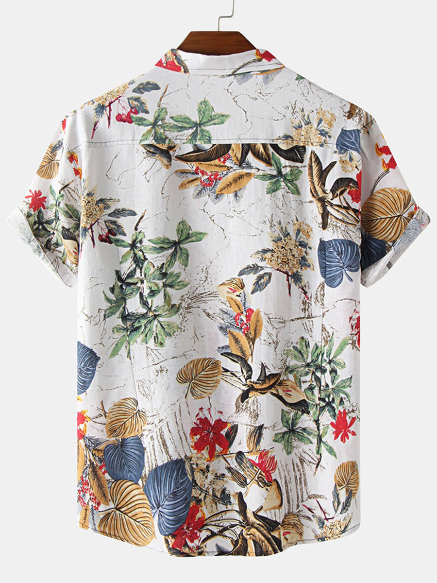 Chemise à manches courtes à imprimé floral pour hommes