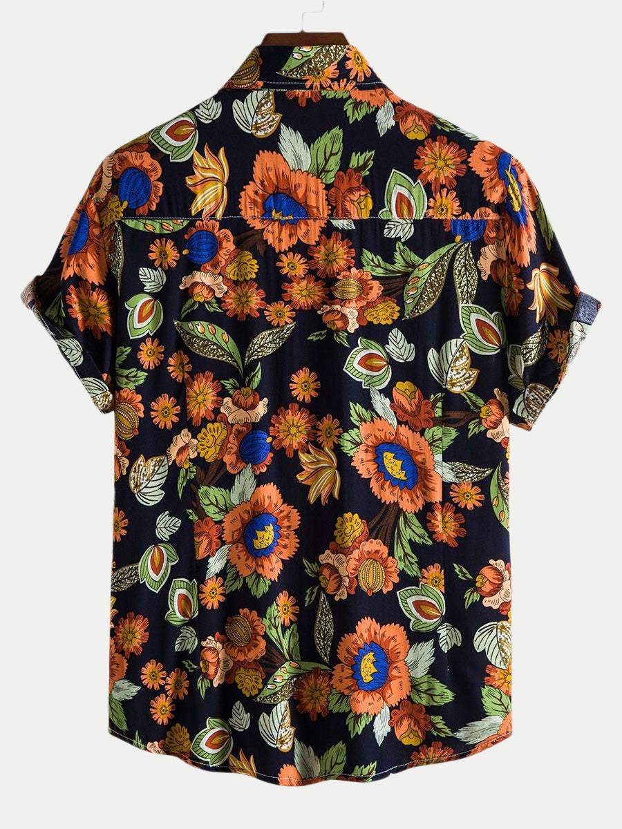 Chemise à manches courtes à imprimé floral pour hommes