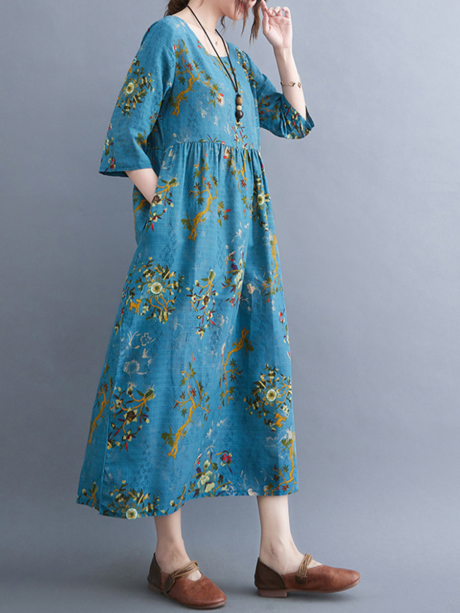 Floral cotton and linen Dress