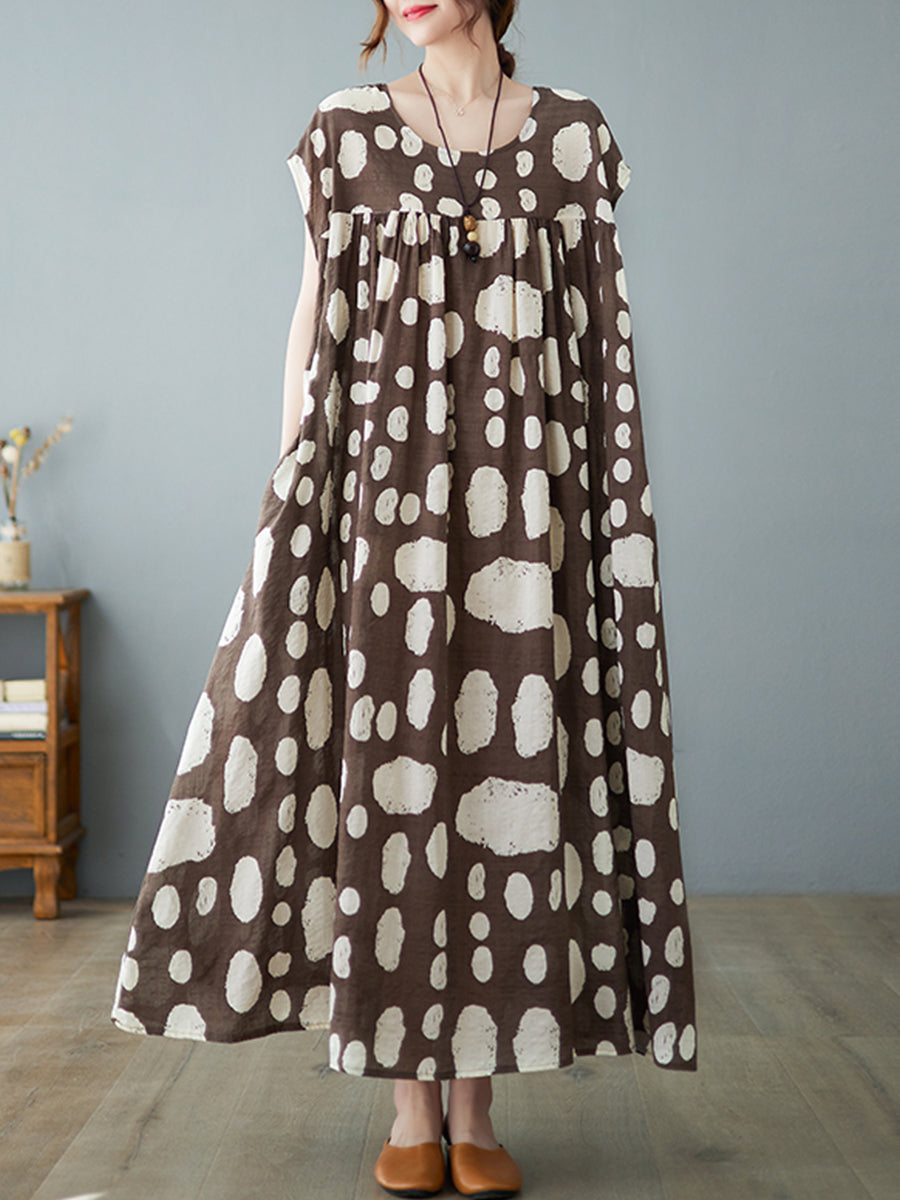 Round neck retro printed Dress