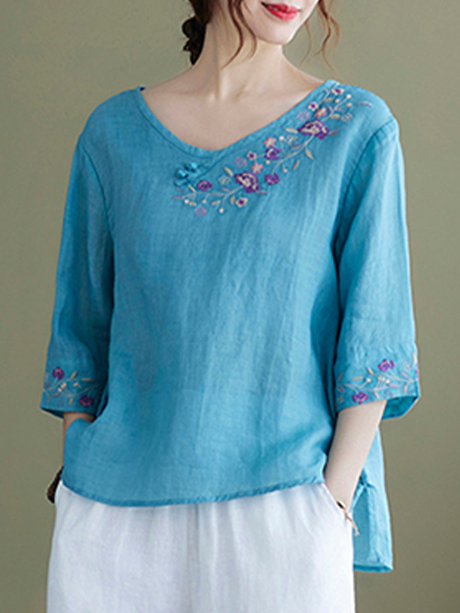 Button embroidered shirt