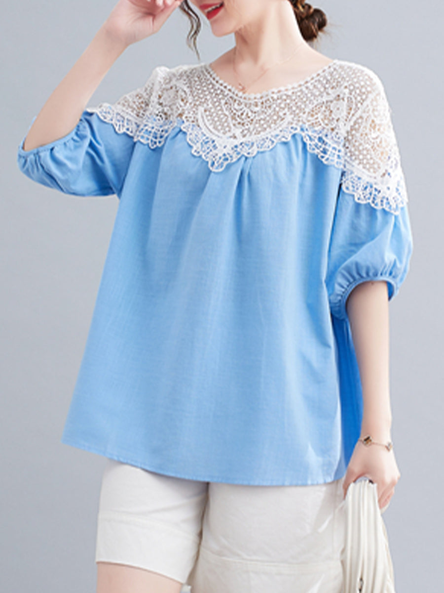 Lace patchwork shirt