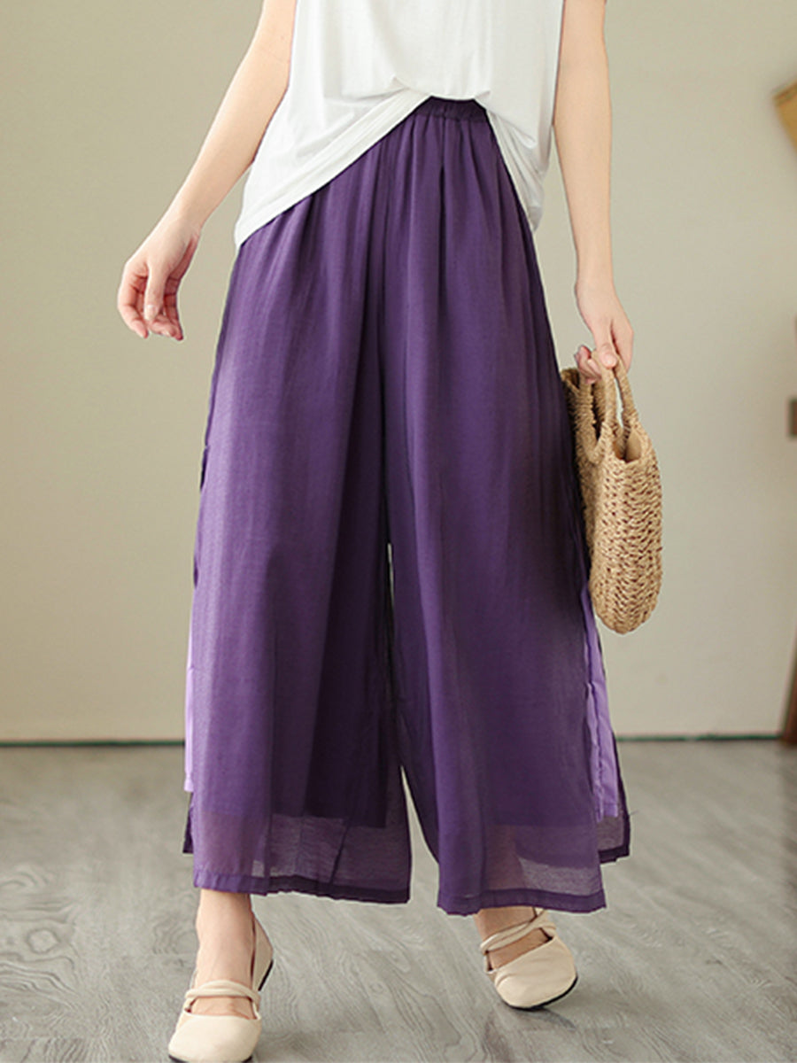 Solid color soft double layer pants