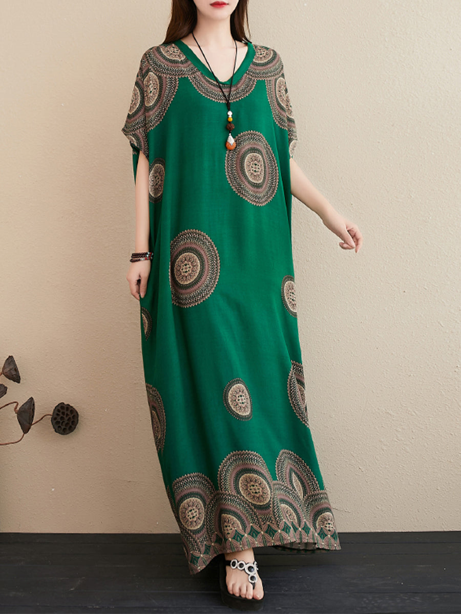 Ethnic style round neck dress