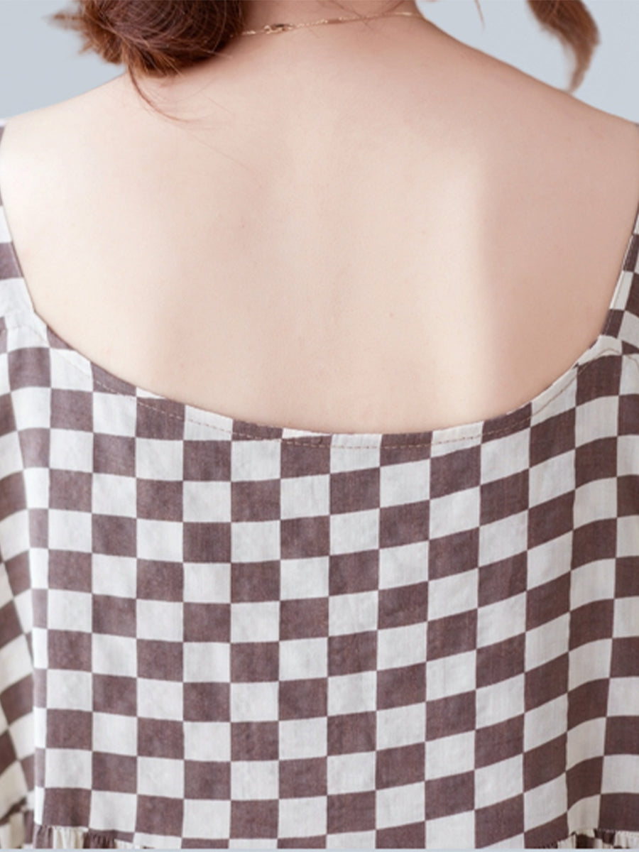 Checkerboard suspender dress