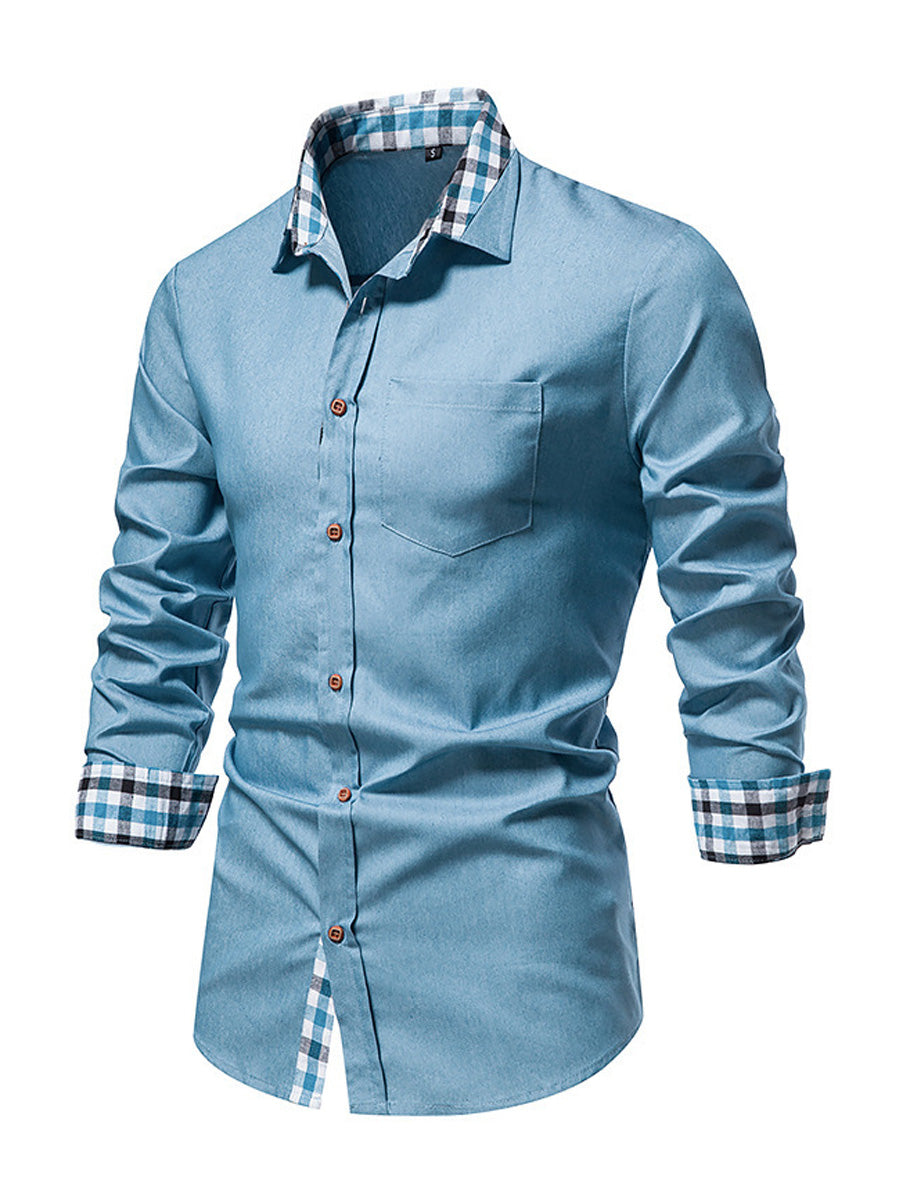 Camicia a maniche lunghe casual scozzese da uomo